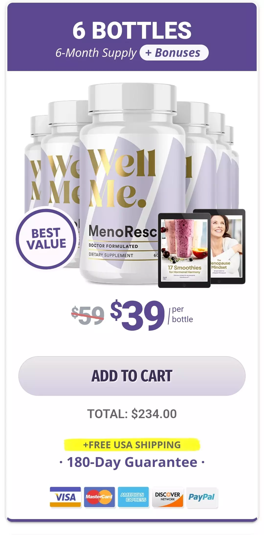 MenoRescue™ 6 bottles pricing